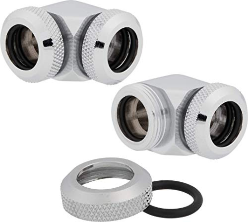 Corsair Hydro X Series XF Hardline 90° 12mm OD Fittings Twin Pack - Chrome