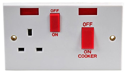 Pro Elec 95288 N 45A DP Interruptor de control de cocina y enchufe con neón