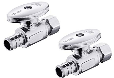(Pack of 2) EFIELD 1/4 Turn Straight Stop Valve 3/8 OD Compression X 1/2 Pex Chrome Plated Brass,(VALVE085)