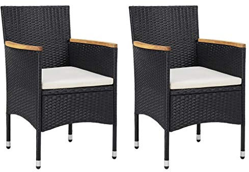 Festnight 2 STK Garten Essstühle Rattansessel Gartenstuhl Gartenmöbel Balkonstuhl Gartenstuhl Terrasse Stuhl Poly Rattan Schwarz 52 x 57 x 84 cm