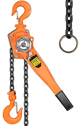 SPECSTAR Lever Chain Hoist 1500kg Capacity 3m with 2 Heavy Duty Hooks Chain Come Along for Warehouse Building Automotive Machinery
