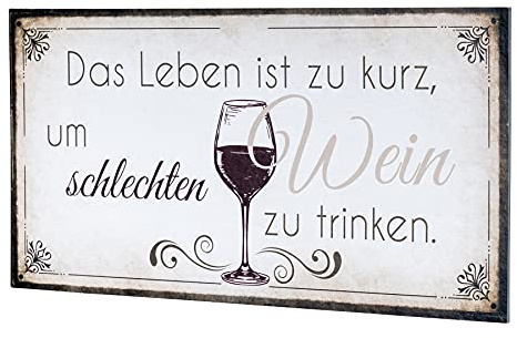 levandeo Wandbild 40x20cm Wein Spruch Küche Küchendeko Deko Wandschild Bild Dekoschild Schild Wanddeko Geschenkidee