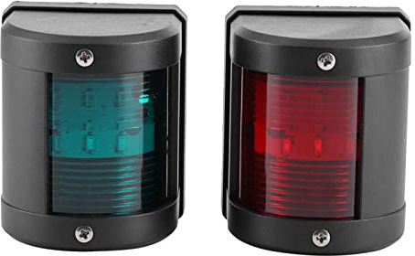 Akozon Barco verde estribor y rojo lado de negro popa LED luz de advertencia de navegación 12V 90 ° IP66 señal de ancla luz de mástil para barco marino yate