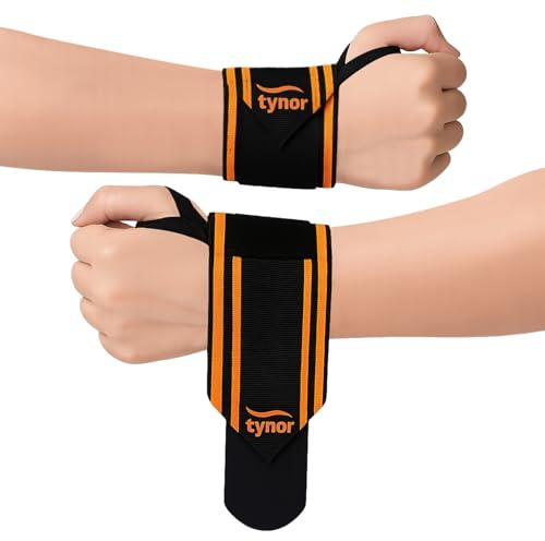 TYNOR Wrist Wraps for Weightlifting with Heavy Duty Thumb Loop 2 Pack Professional Wrist Strap for Men & Women Powerlifting Bodybuilding Tendonitis Arthritis Adjustable Wrist Support Brace, One Size