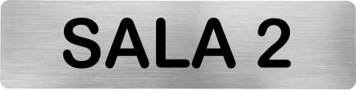 MovilCom® - Señal de acero inoxidable SALA 2 | Placa puerta INOX | Señal informativa | Cartel Puerta 200X50mm