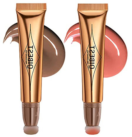 Flüssige Kontur Beauty Wand, Gesichts Highlighter und Bronze Stick mit Kissen Applicator befestigt, Schimmer lange anhaltende seidige Creme Gesicht Highlighter Bronze Make-up Stick #2PCS (01-02)