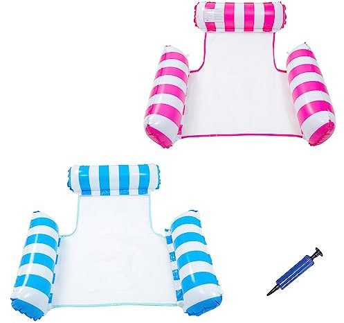 Morofme Hängematte Pool 2pcs, Hängematte Wasser 4 in 1, Mehrzweck Luftmatratze Pool Float (Lounge Chair, Drifter) Wasserhängematte Schwimmmatte für Erwachsene und Kinder