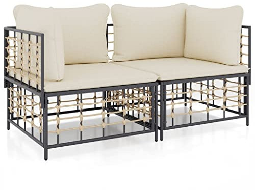 Tidyard 2 STK. Ecksofa, Gartenlounge, Balkonlounge, Gartensofa, Terrassensofa, Loungesofa Outdoor, Loungemöbel Garten Rattan, Gartenmöbel Set Rattan Wetterfest