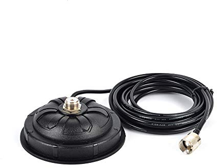 UAYESOK So239 Funkantenne Magnethalterung, Radio Antenne Magnetfuss Magnetfuß 115cm Kaliber (4,52 Zoll) für CB HF VHF UHF Mobil Antenne mit 5m RG58 Coxial Kabel PL-259 Stecker für Auto Bus Taxi LKW