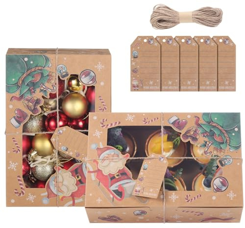 TsunNee Weihnachtliche Cupcake-Boxen mit 6 Löchern mit Einsätzen, Geschenkboxen für Weihnachtsleckereien, Geschenkboxen für Weihnachtsplätzchen, Brownies Donuts Partyzubehör