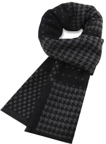 Aoleaky Männer Kaschmir Schal Schwarz Grau Streifen Kleiner Quadratischer Strickschal Winter Männer Casual MK-13 One Size