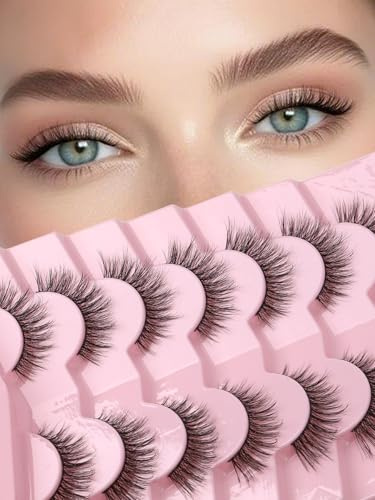 Wimpern Natürliche Cat Eye Lashes 16mm Flasche Wimpern Wispy Lash Strips C Curl Soft Eyelashes Siligli False Eyelashes Pack 7 Paar