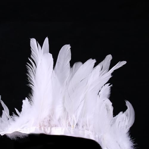 maikeduo Federn Zum Basteln, Quastenborte, Feather Streifen Trim Breite DIY Schal Achselzucken Rock Halloween Kleid Dekorative Federrock (Weiß,A)