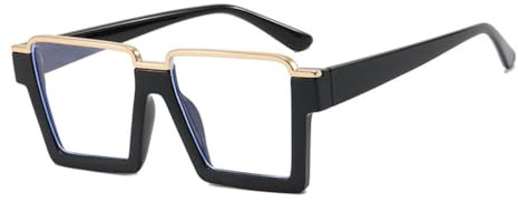 AOOLIA Übergroße Lesebrille Blaulichtfilter Quadratisch Lesehilfe für Damen | Leserbrillen mit Große Rahmen & Metallscharnier zweifarbiges Design mit goldener Oberrahmenkante