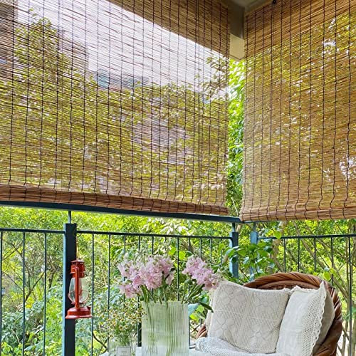 Persianas de bambú para ventanas, estera de césped, cortina de puerta de separación, persianas tejidas a mano, pantalla de privacidad, cortinas enrollables de tamaño personalizado para patio