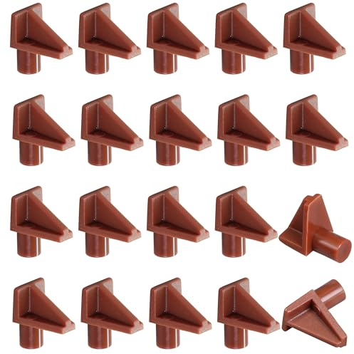 Jamiikury 50 pioli marroni per mensole, 1/4, in plastica, perni di supporto per mensole, armadietti, scaffali, per librerie, armadi, scaffali
