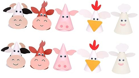 Alasum 10st Geburtstagshut Kinderhüte Cartoon-kegelhut Diy-hüte Geburtstagsparty-hüte Silvesterhüte -geburtstagsmütze Kindergeburtstag Stirnband Tierkostüm Hut Gartenparty-hüte Papier