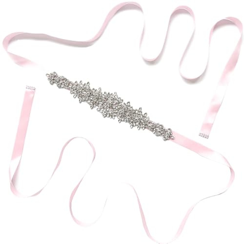 Anevous Strass Gürtel für Damen, Hochzeit Braut Taille Gürtel, Braut Taillengürtel, Elegante Brautgürtel Schärpengürtel Zubehör Frauen für Hochzeit, Party, Brautjungfernkleider, Ballkleid,Pink