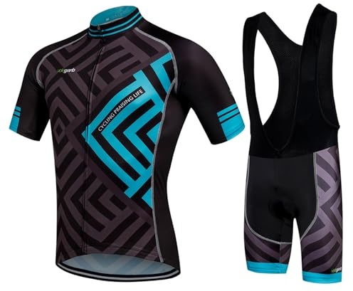 Meicynhoger Sommar cykelkläder för män, cykling jersey och bodysuit andningsbara shorts, Blå, XXL