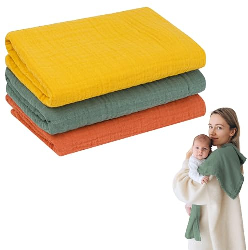 furora BABY Mulltücher Baby 80x80 cm XL groß | super Soft Musselin, Bio-Baumwolle, Oeko-TEX 100 + GOTS: schadstofffrei | Musselintücher Baby Spucktücher Mullwindeln, Mädchen, Junge, Neugeborene
