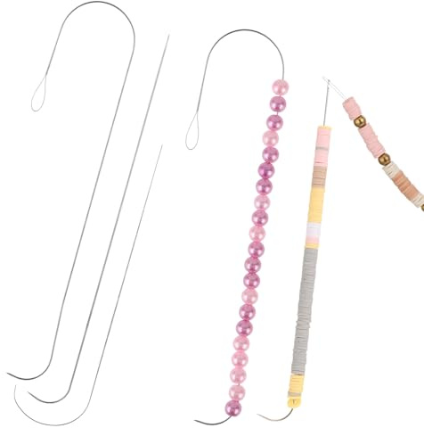 Aeaocvo 4 aghi spinner per perline, aghi per perline, aghi per perline in argilla, per la creazione di gioielli, ganci per perline in acciaio inossidabile, aghi per la creazione di bracciali, aghi per