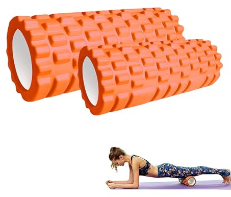 2x Foam Roller Massager för terapi och muskelmassage. Pilates och Yoga roller. Fitness Foam Roller. Skumcylinder för Smärtlindring och Träning på Gymmet och Hemma (33x14cm/30x9cm)