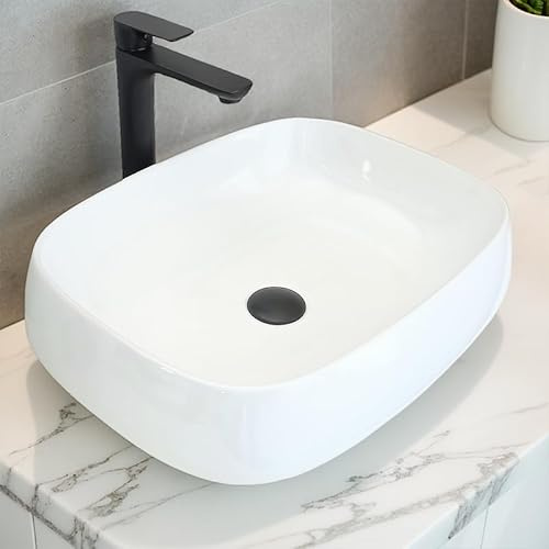 NUESTRA VIDA Waschbecken Aufsatzwaschbecken, Glänzendes Waschtisch Handwaschbecken, Waschbecken Waschtisch aus Keramik, Waschplätze Gäste WC 55 × 42 × 14 cm