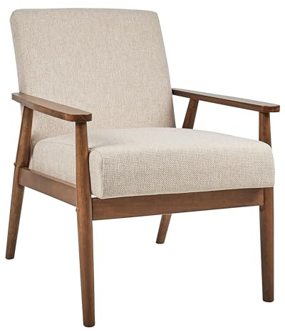 Beliani Sessel Stoff beige/Dunkelbraun mit Armlehnen Retro Stil Esrum