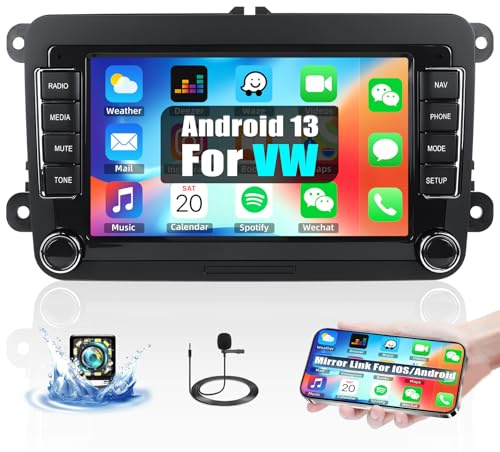 CAMECHO 1+32G Android 13 Autoradio für VW Golf 5 6 Touran Polo Touran Radio mit Mirror Link, 7 Zoll Bildschirm Touchscreen Display mit WiFi GPS Bluetooth RDS FM