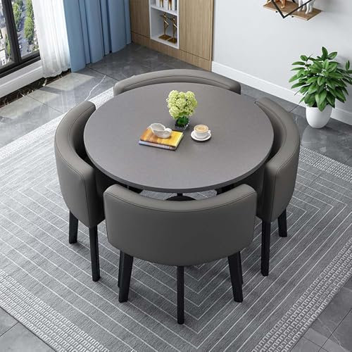 Generisch Rundes Quadratisches Esstisch Set Mit StüHlen Moderner Konferenztisch Und 4 StüHlen Empfangstisch Und Stuhlkombination Holz-KüChentisch-Set FüR 4 Personen FüR Wohnzimmer,6,80cm