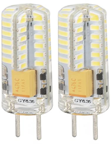 Gsycle 2pcs GY6.35 LED Light Bulb, Bulb Eye Protection Energy Saving 6000K 3W 48 LED Light Bulb Replacement for Chandelier Table Lamp 12V