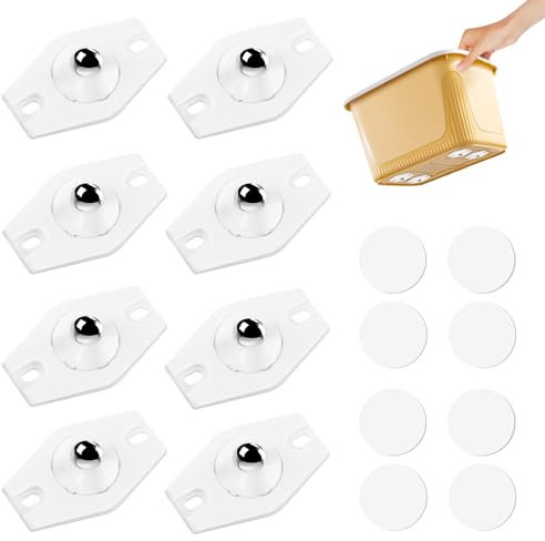 Flintronic Rotelle a Sfera per Mobili, 8 Pezzi Ruote per Mobili Pesanti,Ruote a Sfera Trasferimento di Cuscinetto,Rotelle per Mobili Trasmissione, per Carrello PortabagaglMobili Pesanti -Bianco