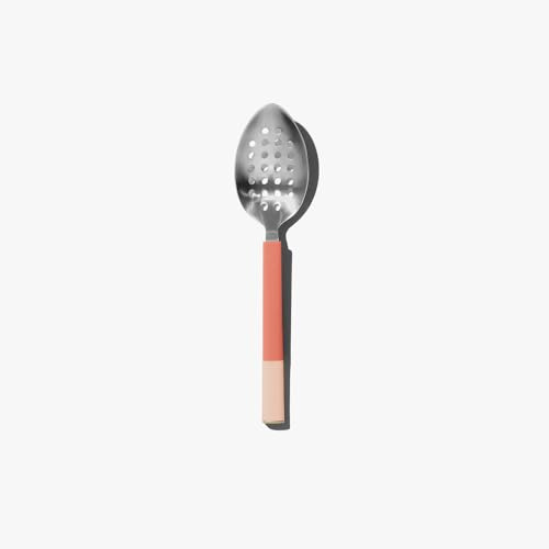 Hedley & Bennett Slotted Spoon Harissa Red | Stainless Steel and Silicone Strainer Spoon with Brass Accent | Heatproof 450°F, Dishwasher Safe