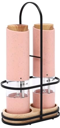 Set di 2 macinapepe elettrico con base macinapepe elettrico per cucina, campeggio, dimensioni 5,2 x 20,5 cm, funzionamento a batteria