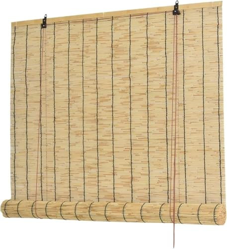 Italia Magazzini Tenda Tapparella A Rullo Oscurante In Legno Bambù Regolabile A Carrucola Rullo Varie Misure (120x220 cm)