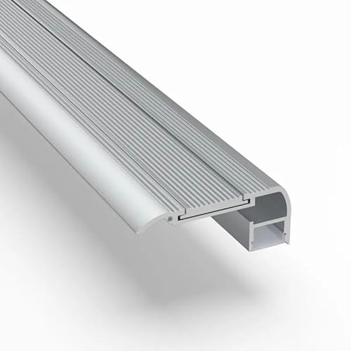 Treppenkantenprofil Aluminium, 1 m, grau, für LED-Streifen 10 mm SILAMP
