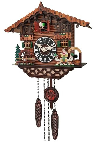 EXKURPOO Orologio a Cucù Orologio da parete in legno Orologio con sveglia a forma di uccello Orologi a cucù for la decorazione della stanza dei bambini