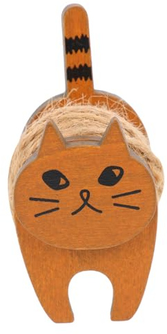 Didiseaon Wooden Cat Cord Reel Organizer Adorable Cartoon Cat Thread Holder for Desktop Decoration Practical Hemp Rope and Cable Storage Cute DIY Wire Reel for Home and Office Use