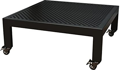 Rolling Plant Trolley Caddy on Wheels - Square Metal Pot Stand for Indoor/Outdoor Use, 30cm/12In Black Flower Pot Mover, Ideal Garden Tool for Home Decor