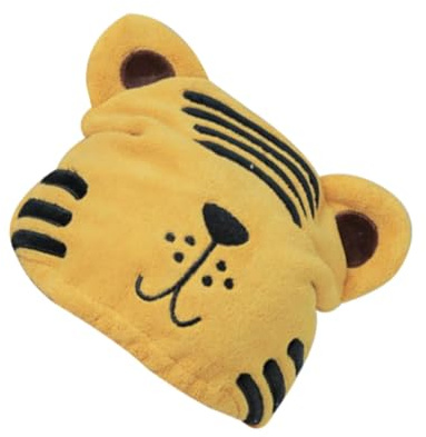 Schnelltrocknende Haarkappe mit Cartoon Tiger Motiv für Damen | Saugfähige Korallenfleece Ausführung, Elastisch und Praktisch, für Zuhause und Reisen