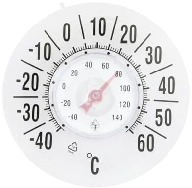 Violiica Batteriefreies wasserdichtes Fensterthermometer mit transparentem rundem Design, selbstklebend für einfache Installation und genaue Außentemperaturüberwachung, 18 cm Kunststoff