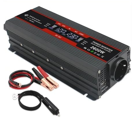 Power Inverter Trasformatore Auto Con Presa UE 2 Porte USB DC 12V A CA 220V Inverter Potenza A Onda Sinusoidale Modificata Display LCD Da 1500W 2000W 2600W Convertitore(12V 220V 2600W)