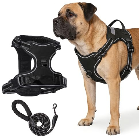 ZVD Hundegeschirr, Geschirr für Hunde, Weich Gepolsterter Brustgeschirr für Entspanntes Spazierengehen, Kontrolle ohne Ziehen, für Hunde jeder Größe (Schwarz, Größe M (ca. 7–16 kg))
