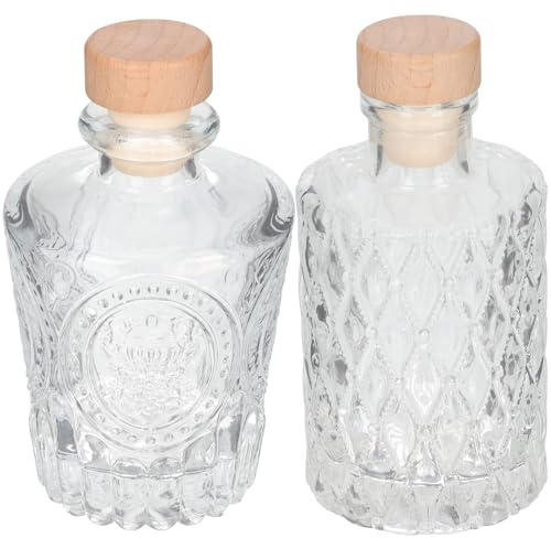 BESPORTBLE 2 Botellas de Vidrio Herméticas Clásicas para Vino, Ligeras y Compactas, Estilo Delicado y Diseño Europeo para Almacenamiento y Decoración