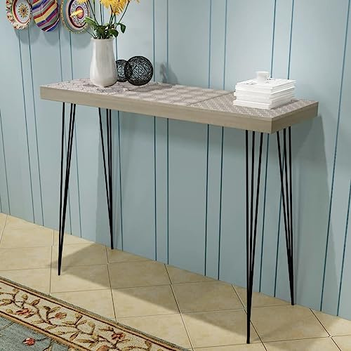 Kaloriko Mesa consola gris 90 x 30 x 71,5 cm con placa de MDF y patas de acero, mesa auxiliar que ahorra espacio para salón, dormitorio, oficina, pasillo, diseño moderno