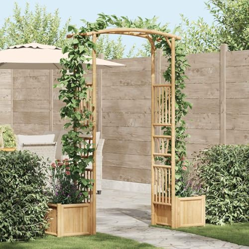 Kaloriko Arche de jardin en bambou naturel 177 x 40 x 205 cm avec treillis, arche de roses, tuteur et treillis pour terrasse, balcon, jardin, pavillon, décoration extérieure et plantes grimpantes