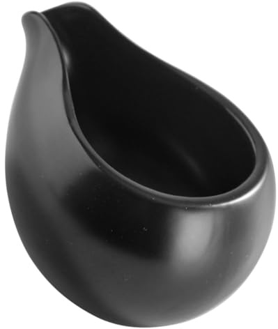 EXAOMBLE Bricco Latte Ceramica Piccolo Manico Ergonomico e Base Resistente per Ristoranti Occidentali e Caffè Stile Nordico Vintage Nero