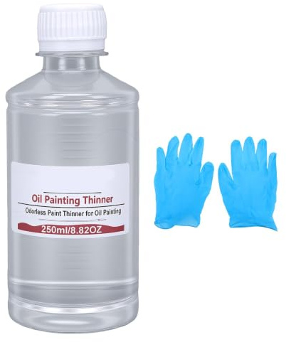 Qcwwy Espíritus Minerales Inodoros, Diluyente de Pintura Al óleo de 250 Ml | Sustituto de trementina, para artistas, limpiador de cepillos solvente lavable con agua con bajo contenido de humos