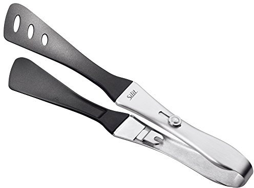 Silit Girato Servierzange 31 cm, Edelstahl, Küchenzange, Kunststoffkopf, BBQ Zange, kleine Grillzange für Steak, Fisch, Gemüse, Feststellmechanismus, platzsparend