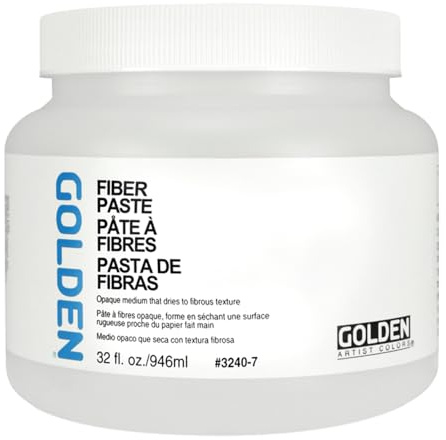 Golden Fiber Paste-32oz | Artist grade texture medium; handmade paper-like surface for texture and absorbent grounds. Opaque